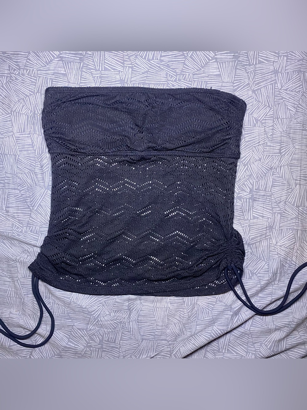 Arizona Jean Company Black Strapless Crochet Tankini Top